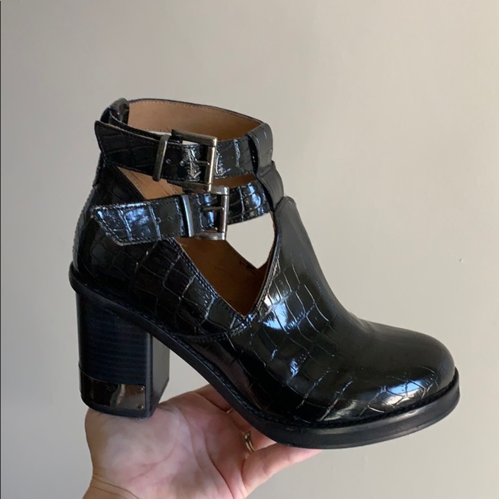 Top Shop Patent Leather Crocodile Booties
